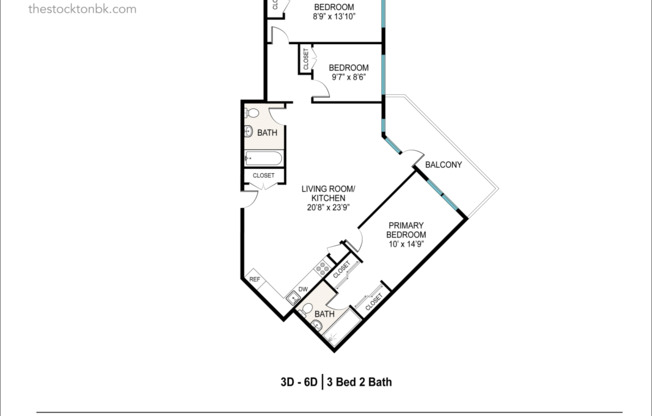 3 beds, 2 baths, $4,583, Unit 3D