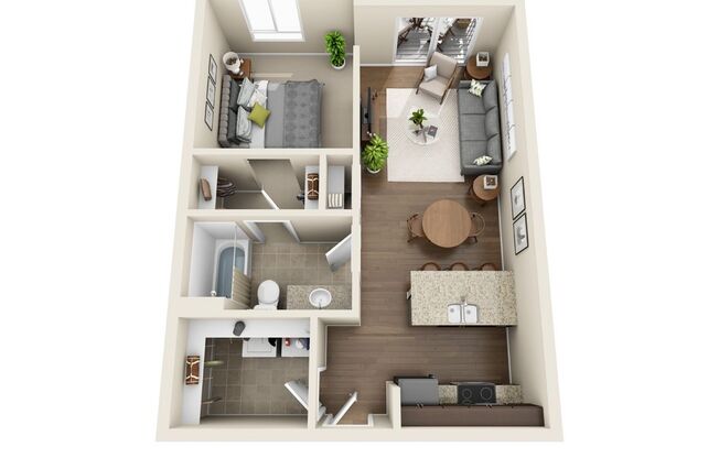 Studio, 1 bath, 627 sqft, $1,000, Unit 208