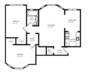 2 beds, 1 bath, 741 sqft, $2,381