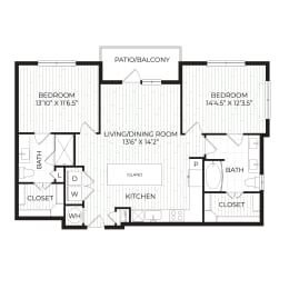 2 beds, 2 baths, 1,069 sqft, $2,005