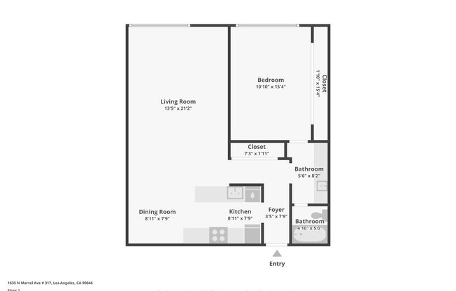 1 bed, 1 bath, 695 sqft, $1,798, Unit 402