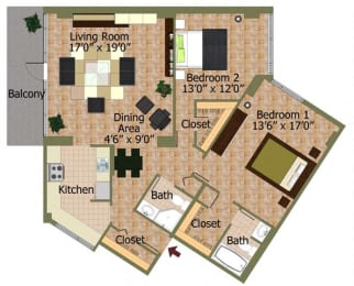 2 beds, 2 baths, 1,175 sqft, $3,314