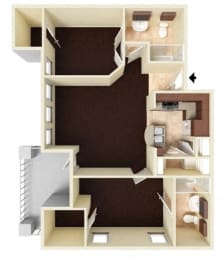 2 beds, 2 baths, 973 sqft, $1,366