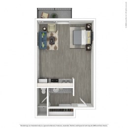 Studio, 1 bath, 414 sqft, $2,233