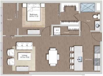 1 bed, 1 bath, 832 sqft, $2,816