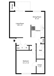 1 bed, 1 bath, 724 sqft, $1,525