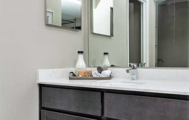 Solid Cultured Marble Bathroom Counter Tops at the Haven of Ann Arbor, Ann Arbor, 48105