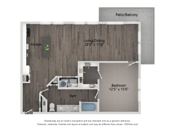 1 bed, 1 bath, 972 sqft, $1,683