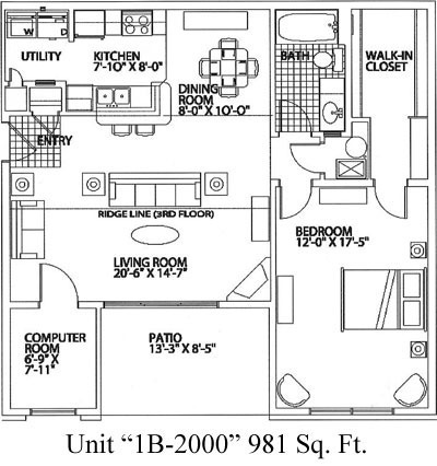 1 bed, 1 bath, 981 sqft, $1,132, Unit 07-304
