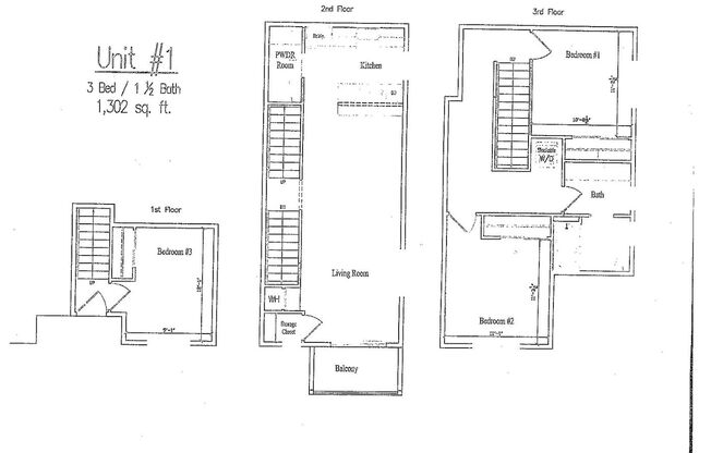 3 beds, 1.5 baths, 1,302 sqft, $2,550, Unit 1