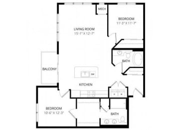 2 beds, 2 baths, 1,153 sqft, $2,845