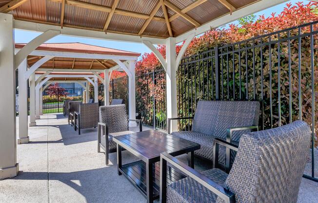 a chair sitting in front of a building