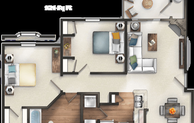 2 beds, 1 bath, 924 sqft, $1,750, Unit 0334