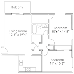 2 beds, 1 bath, 875 sqft, $1,116