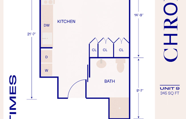 Studio, 1 bath, 345 sqft, $1,380