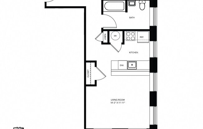 Studio, 1 bath, 577 sqft, $1,046