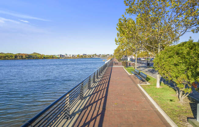 a walkway along the yarra river in melbourne, australia  at Harbor Pointe, Bayonne