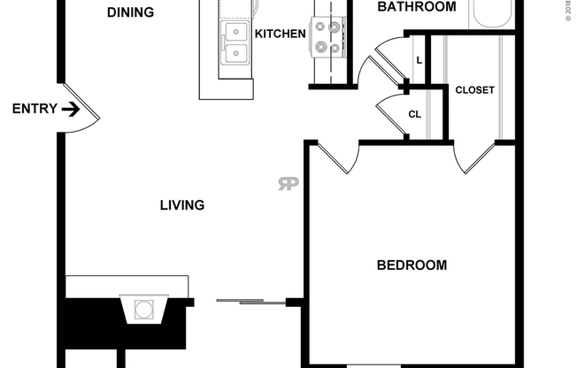 1 bed, 1 bath, 617 sqft, $779