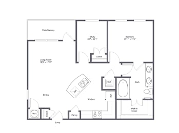 1 bed, 1 bath, 847 sqft, $1,637