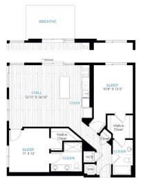 2 beds, 2 baths, 1,061 sqft, $2,746