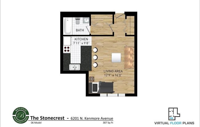 Studio, 1 bath, 369 sqft, $1,500, Unit 506