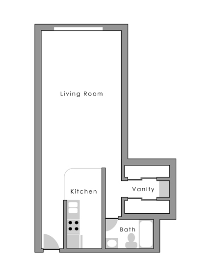 Studio, 1 bath, 533 sqft, $1,145