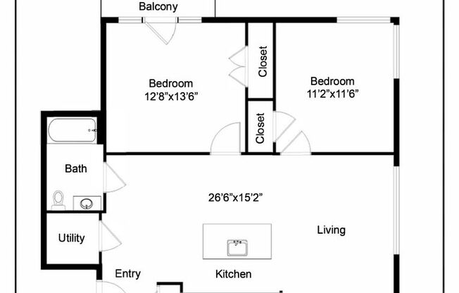 2 beds, 1 bath, 823 sqft, $3,200, Unit 602