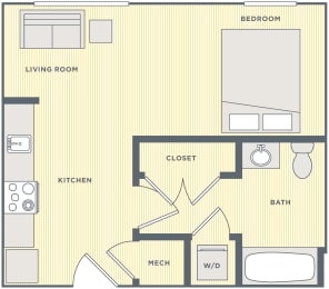 Studio, 1 bath, 434 sqft, $1,447