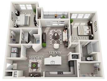 2 beds, 2 baths, 1,225 sqft, $1,730