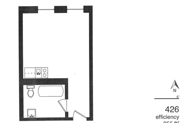 Studio, 1 bath, 245 sqft, $485, Unit 426