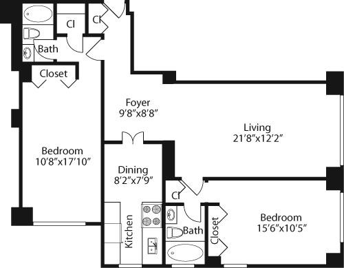 2 beds, 2 baths, 1,147 sqft, $7,858, Unit 5K