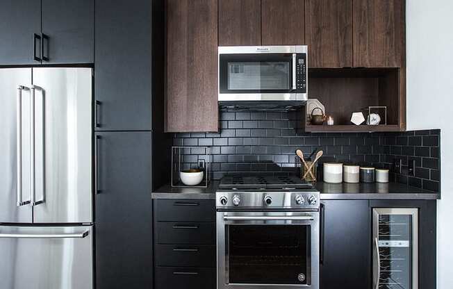 Kitchen with stainless steel appliances