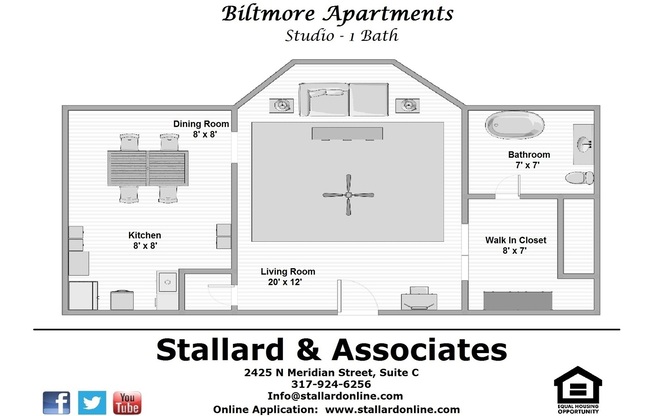 Studio, 1 bath, 600 sqft, $725, Unit 110