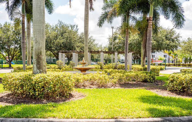 Exterior fountain at Cedar Grove Apartments in Miami Gardens FL