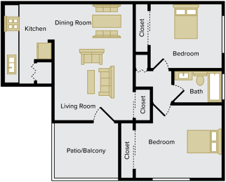 2 beds, 1 bath, 706 sqft, $879