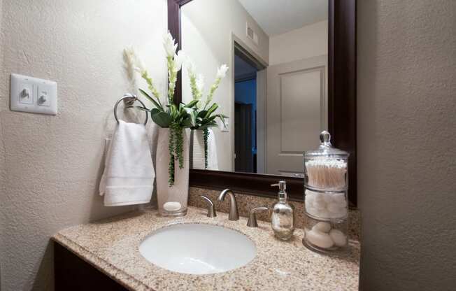 Designer Granite Countertops In All Bathrooms at The Metropolitan, Lexington, KY