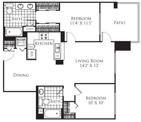 2 beds, 2 baths, 1,043 sqft, $2,735, Unit 135