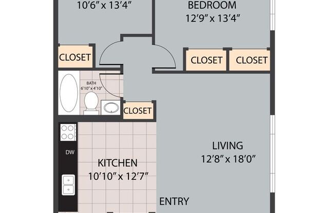 2 beds, 1 bath, 850 sqft, $1,295