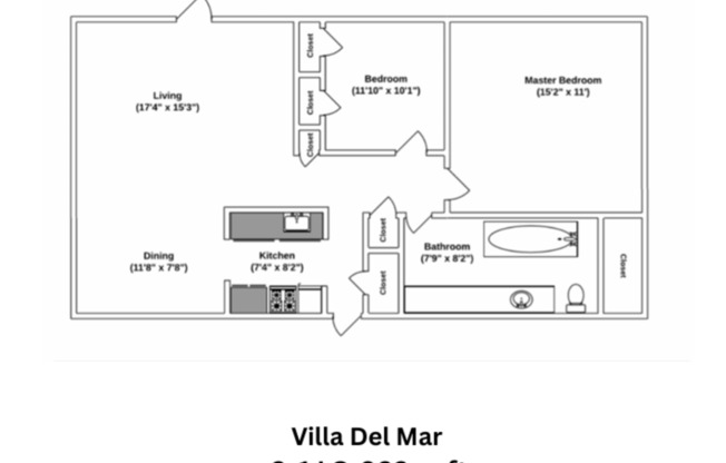 2 beds, 1 bath, 966 sqft, $850