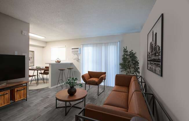 Livingroom and Diningroom at Encanto Lofts Apartments in Albuquerque New Mexico