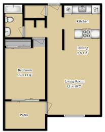 1 bed, 1 bath, 610 sqft, $2,395
