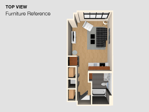 Studio, 1 bath, 354 sqft, $1,900, Unit 101