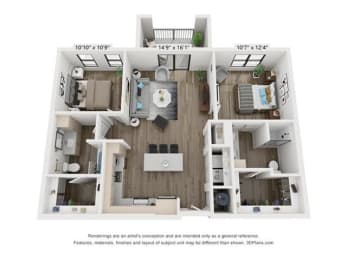 2 beds, 2 baths, 1,116 sqft, $1,704