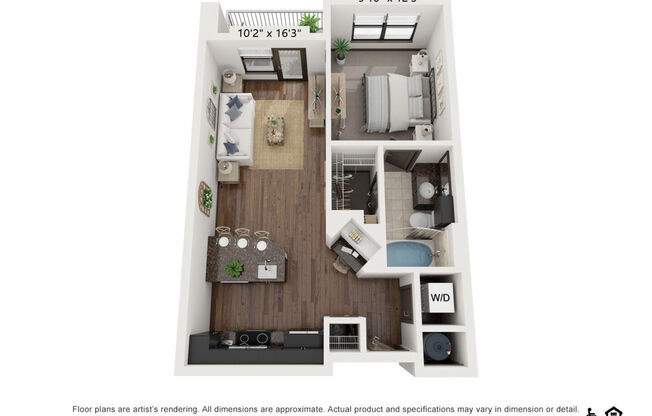 1 bed, 1 bath, 576 sqft, $1,447