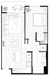 1 bed, 1 bath, 660 sqft, $2,896