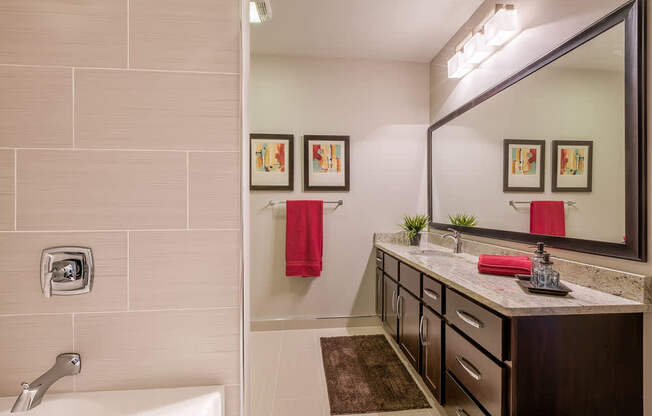 Large bathroom with bath tub