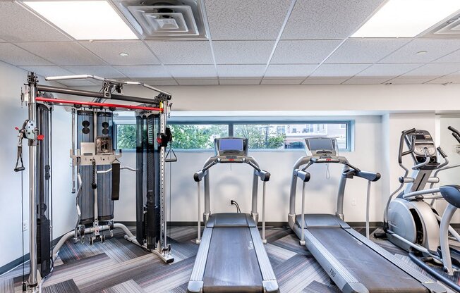 Fitness center with cardio and cable machine