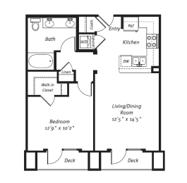 1 bed, 1 bath, 707 sqft, $2,761