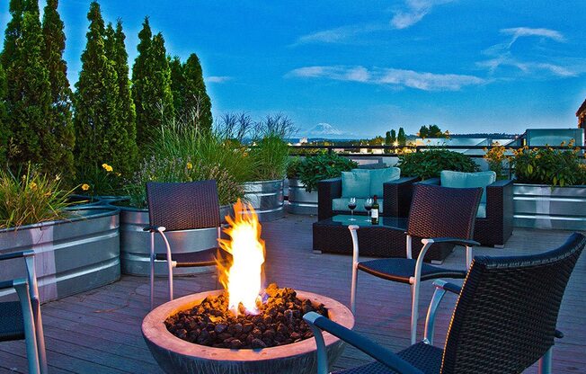 Outdoor Living Area Fire Pits at The Corydon, Seattle, Washington