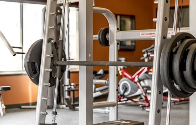 24-hour fitness center weightlifting equipment at 360 at Jordan West best new apartments West Des Moines IA 50266